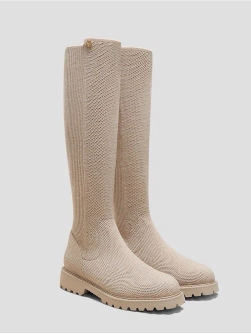 Vivaia Filipa Knee High Wool Tall Boots Lug Warm Taupe Beige size 9.5 Lug